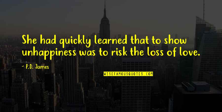 Ontempworks Quotes By P.D. James: She had quickly learned that to show unhappiness