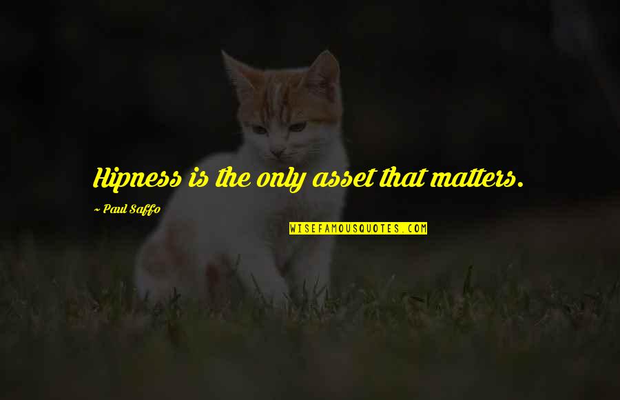Ontevreden Klant Quotes By Paul Saffo: Hipness is the only asset that matters. Ontevreden Klant Quotes By Paul Saffo: Hipness is the only asset that matters.