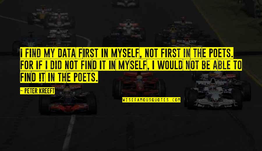 Ontogenic Provenance Quotes By Peter Kreeft: I find my data first in myself, not Ontogenic Provenance Quotes By Peter Kreeft: I find my data first in myself, not
