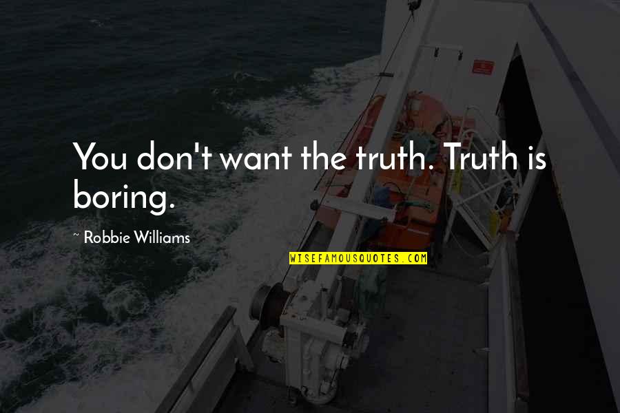 Oostende Appartement Quotes By Robbie Williams: You don't want the truth. Truth is boring.