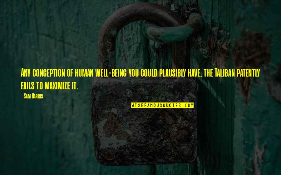 Oosterbeek Huizen Quotes By Sam Harris: Any conception of human well-being you could plausibly Oosterbeek Huizen Quotes By Sam Harris: Any conception of human well-being you could plausibly