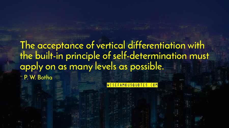 Opdalslag Quotes By P. W. Botha: The acceptance of vertical differentiation with the built-in Opdalslag Quotes By P. W. Botha: The acceptance of vertical differentiation with the built-in