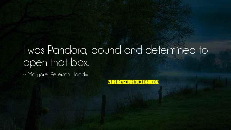 Open Box Quotes By Margaret Peterson Haddix: I was Pandora, bound and determined to open