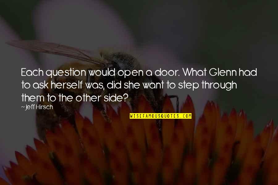 Open Door Quotes By Jeff Hirsch: Each question would open a door. What Glenn
