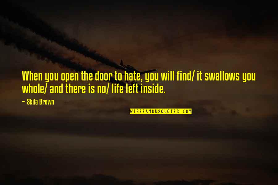 Open Door Quotes By Skila Brown: When you open the door to hate, you