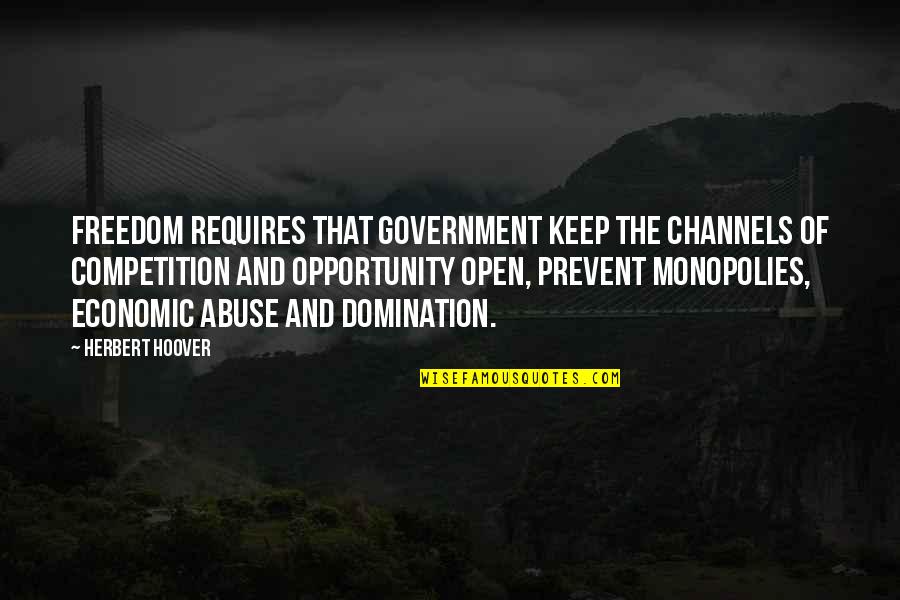 Open Government Quotes By Herbert Hoover: Freedom requires that government keep the channels of