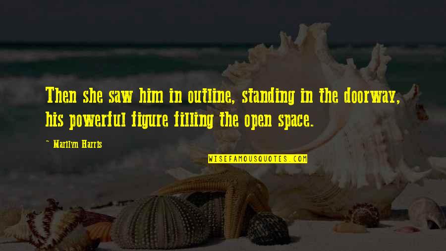 Open Space Quotes By Marilyn Harris: Then she saw him in outline, standing in