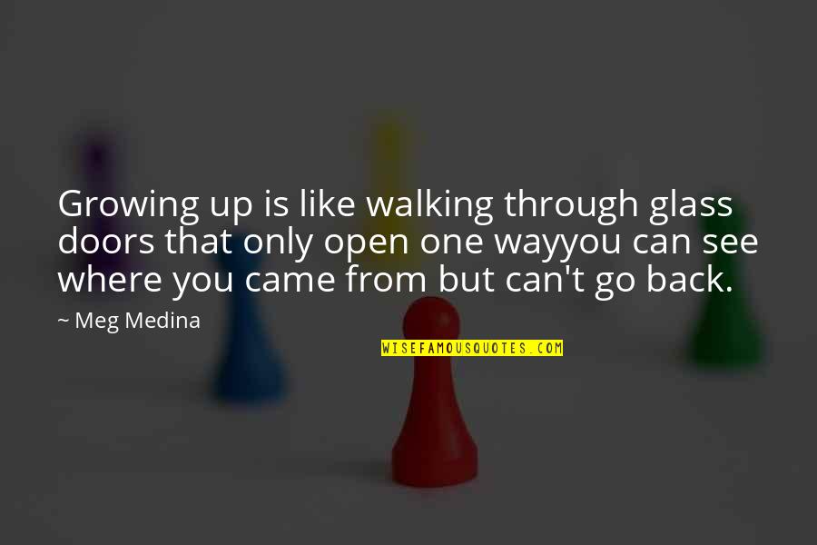 Open Up Doors Quotes By Meg Medina: Growing up is like walking through glass doors