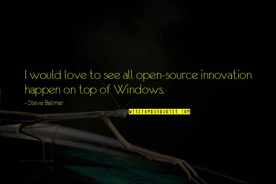 Open Windows Quotes By Steve Ballmer: I would love to see all open-source innovation