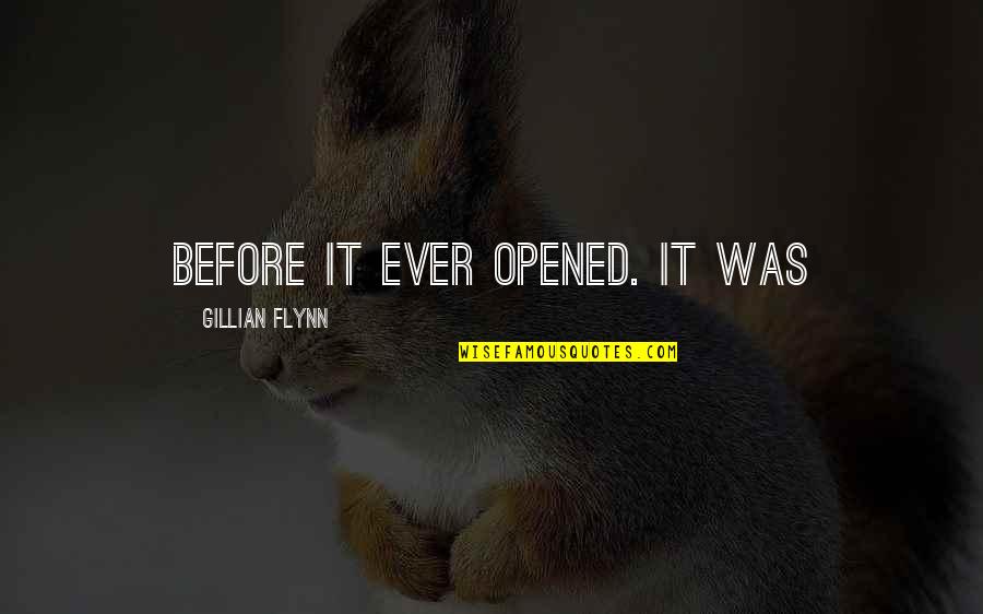 Opened Quotes By Gillian Flynn: before it ever opened. It was