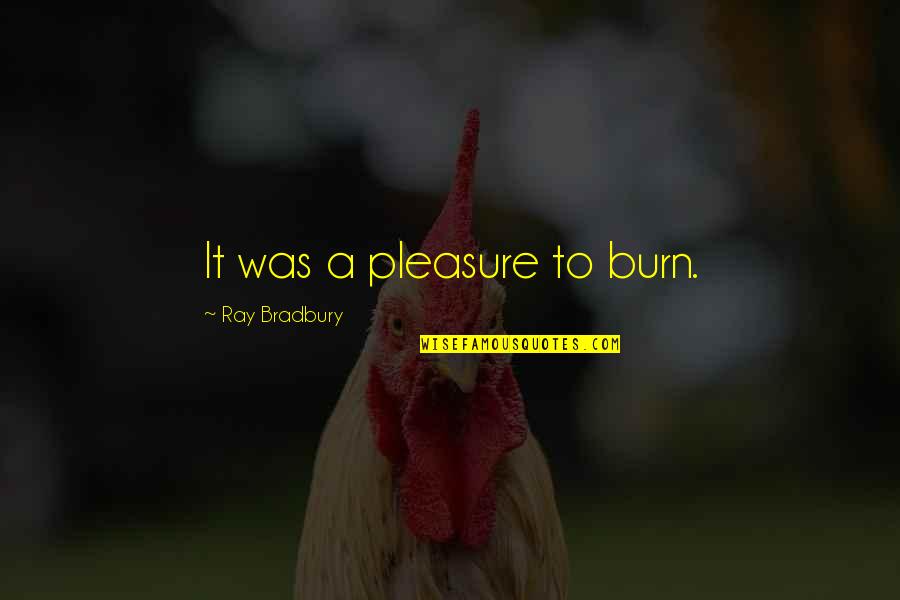 Opening Lines Quotes By Ray Bradbury: It was a pleasure to burn.