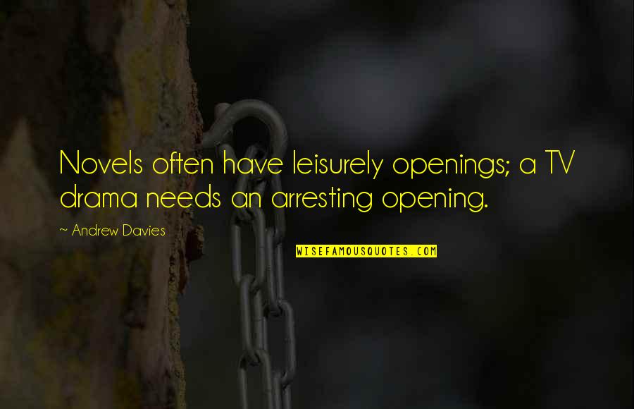 Openings Quotes By Andrew Davies: Novels often have leisurely openings; a TV drama