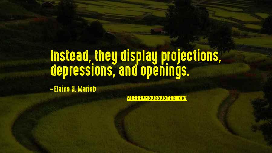 Openings Quotes By Elaine N. Marieb: Instead, they display projections, depressions, and openings.