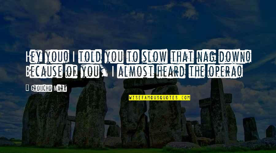 Opera Quotes By Groucho Marx: Hey you! I told you to slow that