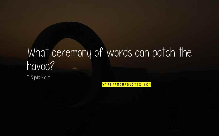 Operation Theater Quotes By Sylvia Plath: What ceremony of words can patch the havoc?