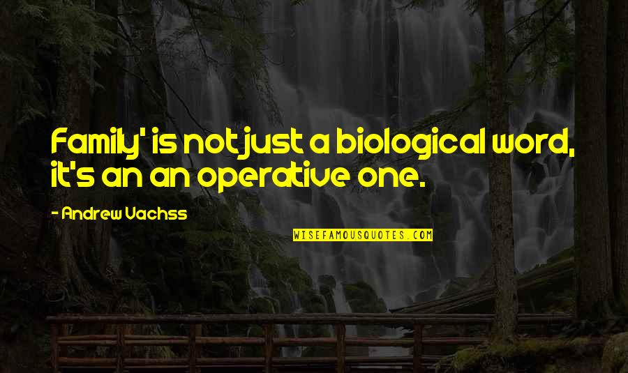 Operative Quotes By Andrew Vachss: Family' is not just a biological word, it's