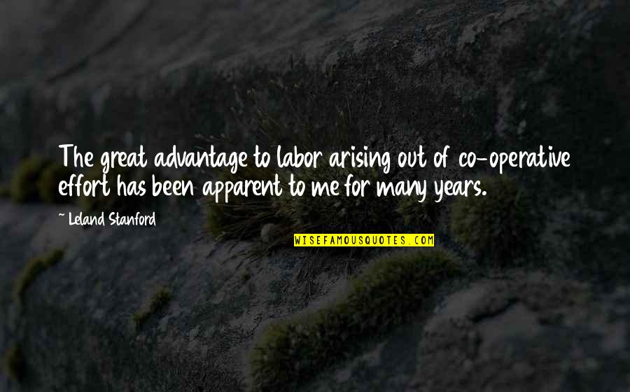 Operative's Quotes By Leland Stanford: The great advantage to labor arising out of