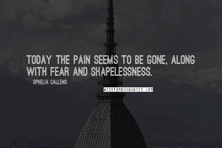 Ophelia Callens quotes: Today the pain seems to be gone, along with fear and shapelessness.