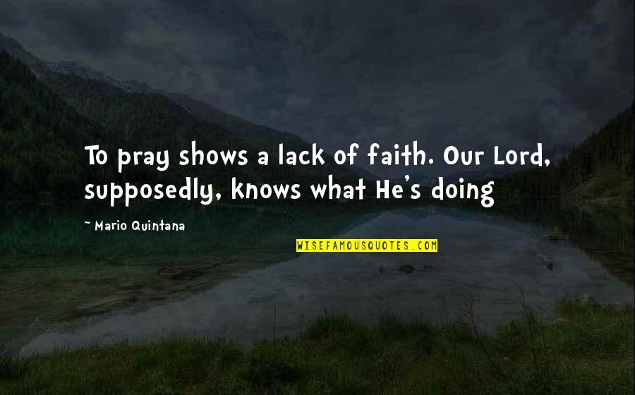 Ophemelen Quotes By Mario Quintana: To pray shows a lack of faith. Our