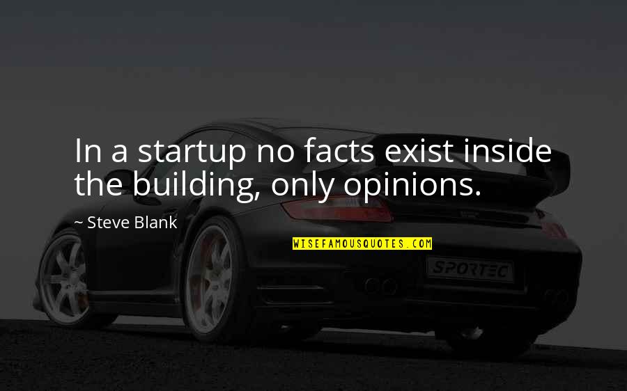 Opinion And Facts Quotes By Steve Blank: In a startup no facts exist inside the