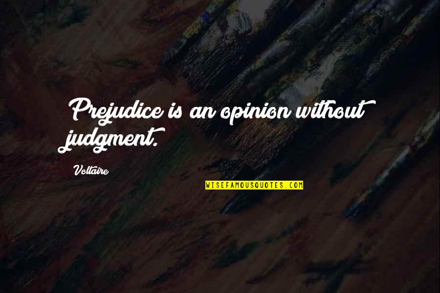 Opinion And Judgment Quotes By Voltaire: Prejudice is an opinion without judgment.