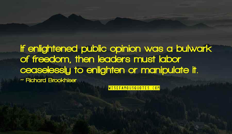 Opinion Leaders Quotes By Richard Brookhiser: If enlightened public opinion was a bulwark of