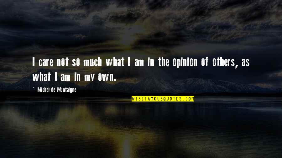 Opinion Of Others Quotes By Michel De Montaigne: I care not so much what I am
