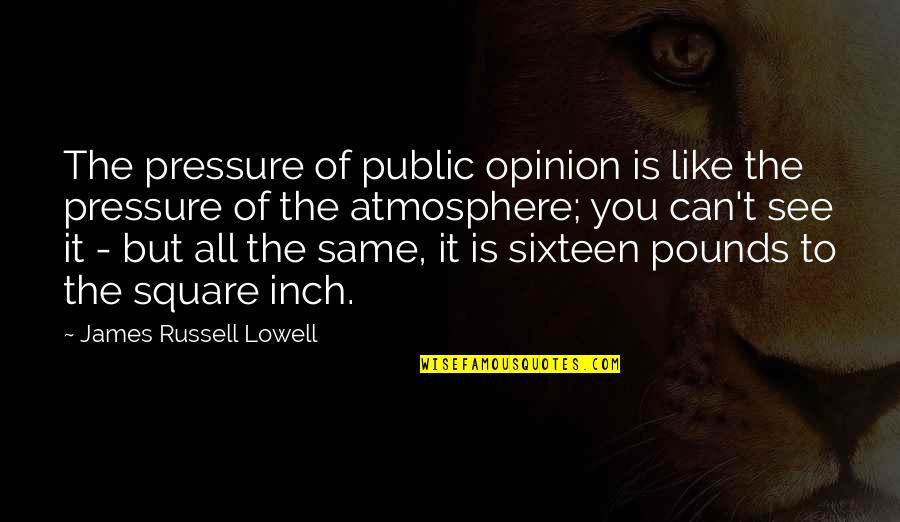 Opinion Of You Quotes By James Russell Lowell: The pressure of public opinion is like the