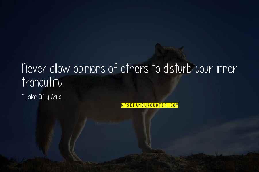 Opinions Lailah Gifty Akita Quotes By Lailah Gifty Akita: Never allow opinions of others to disturb your