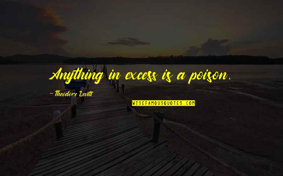 Oppertunities Quotes By Theodore Levitt: Anything in excess is a poison.
