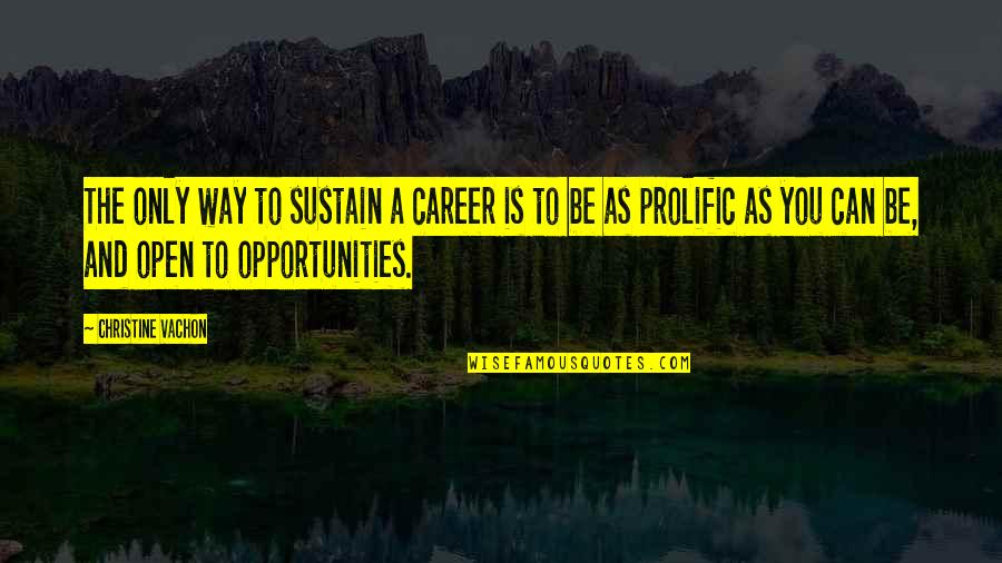 Opportunities And Quotes By Christine Vachon: The only way to sustain a career is