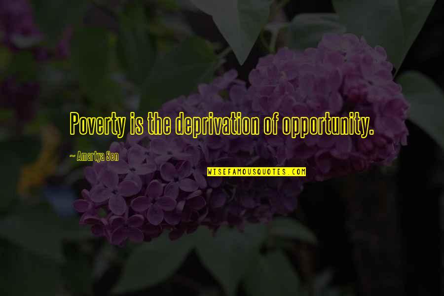 Opportunity And Challenges Quotes By Amartya Sen: Poverty is the deprivation of opportunity.