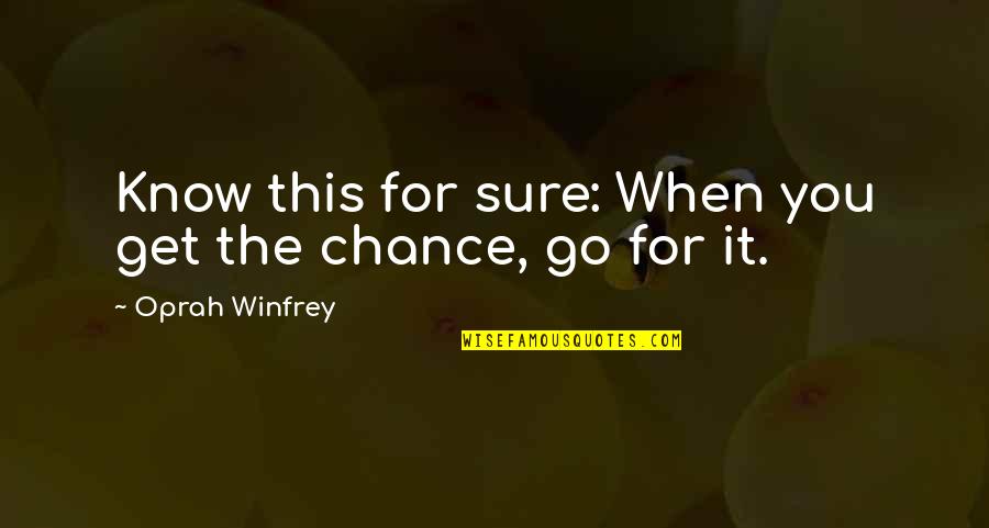 Opportunity And Chance Quotes By Oprah Winfrey: Know this for sure: When you get the