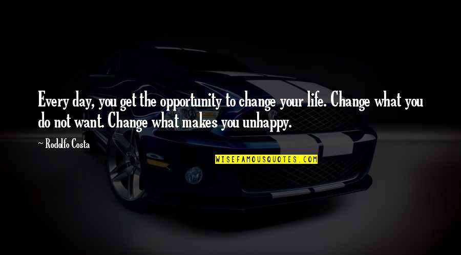 Opportunity And Happiness Quotes By Rodolfo Costa: Every day, you get the opportunity to change