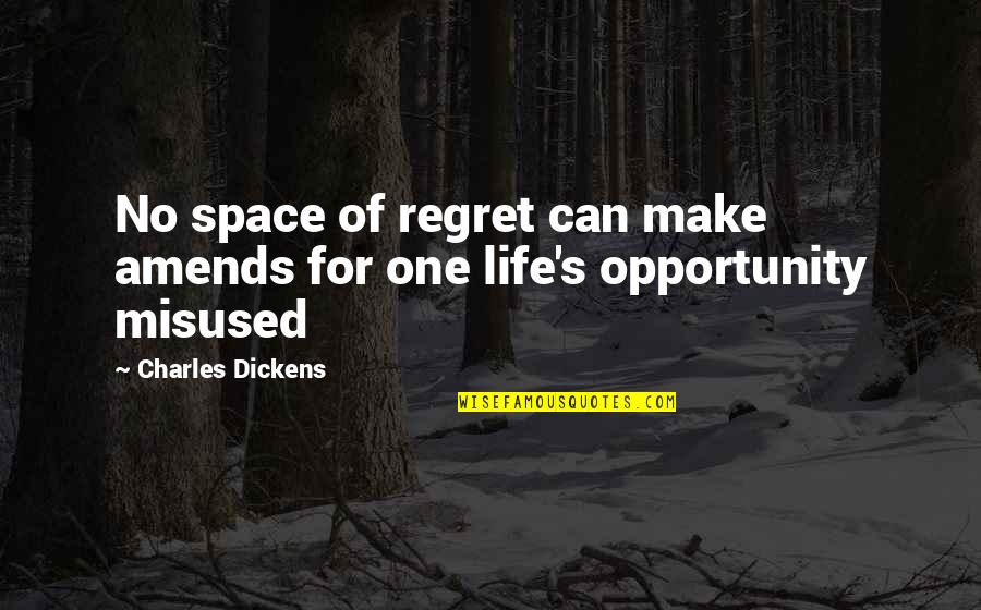 Opportunity And Regret Quotes By Charles Dickens: No space of regret can make amends for