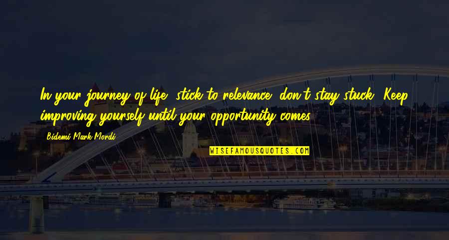 Opportunity In Life Quotes By Bidemi Mark-Mordi: In your journey of life, stick to relevance,