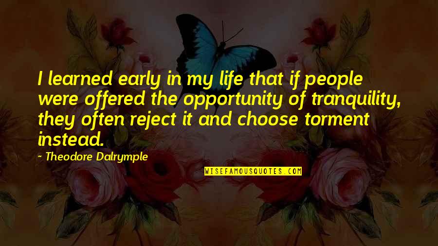 Opportunity Of Life Quotes By Theodore Dalrymple: I learned early in my life that if