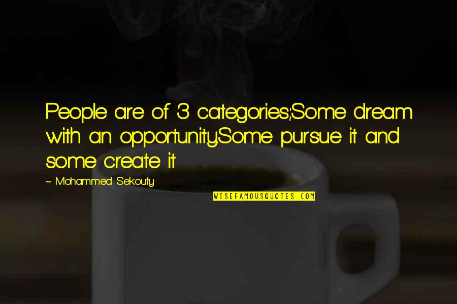 Opportunity Quotes And Quotes By Mohammed Sekouty: People are of 3 categories;Some dream with an