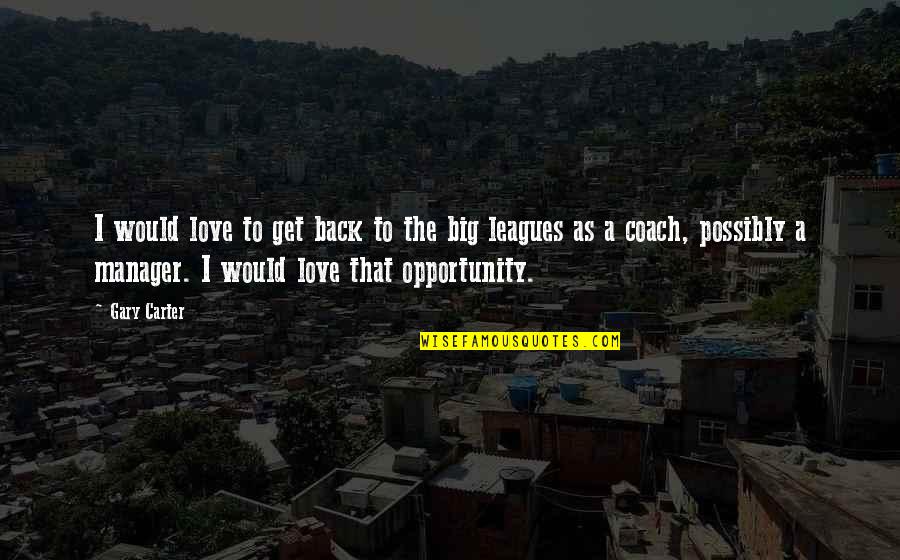 Opportunity To Love Quotes By Gary Carter: I would love to get back to the