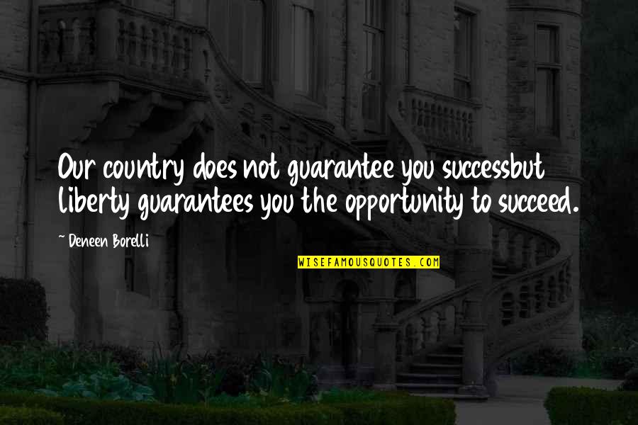 Opportunity To Succeed Quotes By Deneen Borelli: Our country does not guarantee you successbut liberty