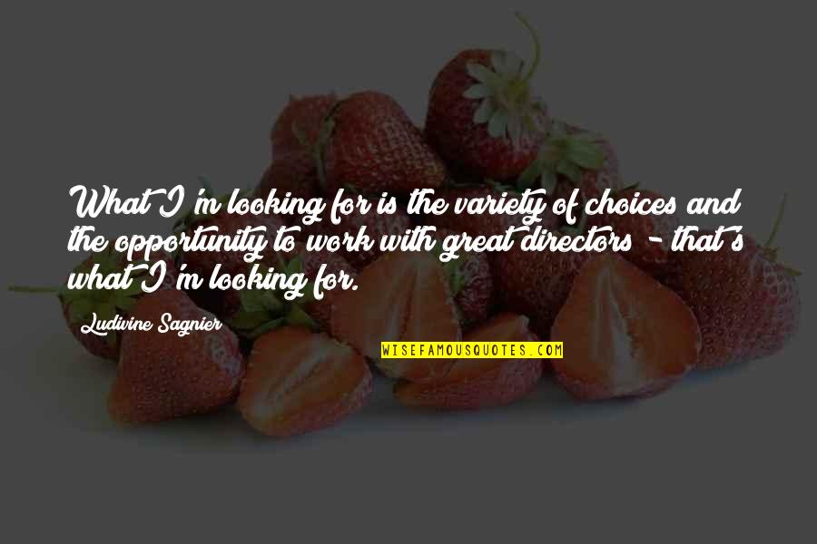 Opportunity To Work Quotes By Ludivine Sagnier: What I'm looking for is the variety of Opportunity To Work Quotes By Ludivine Sagnier: What I'm looking for is the variety of