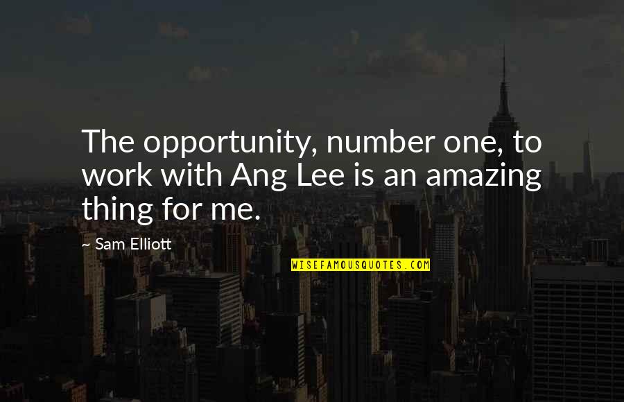 Opportunity To Work Quotes By Sam Elliott: The opportunity, number one, to work with Ang