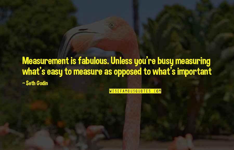 Opposed Quotes By Seth Godin: Measurement is fabulous. Unless you're busy measuring what's