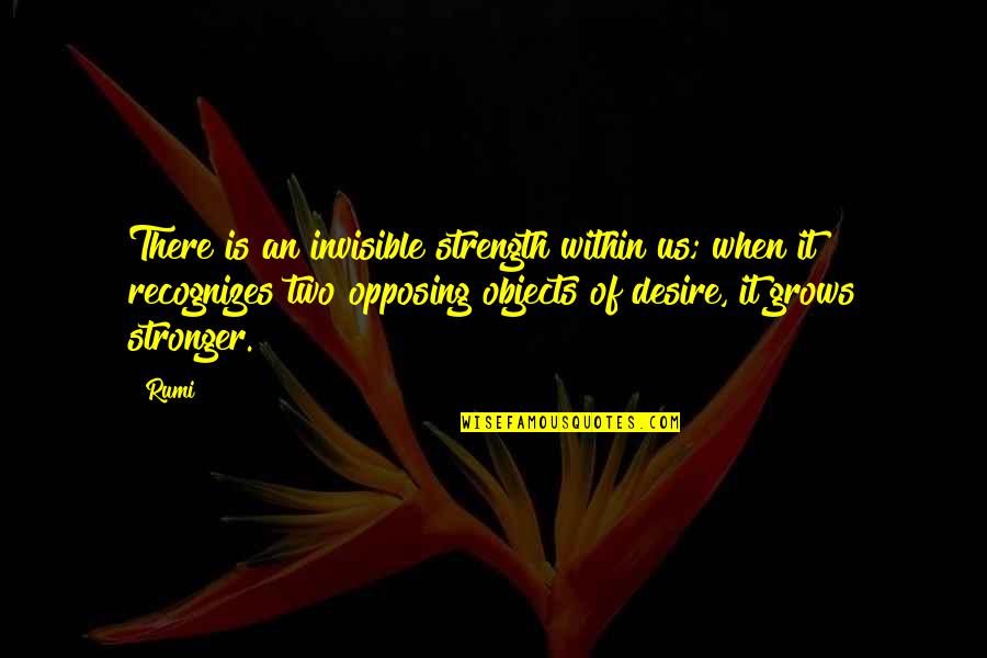 Opposing Quotes By Rumi: There is an invisible strength within us; when Opposing Quotes By Rumi: There is an invisible strength within us; when