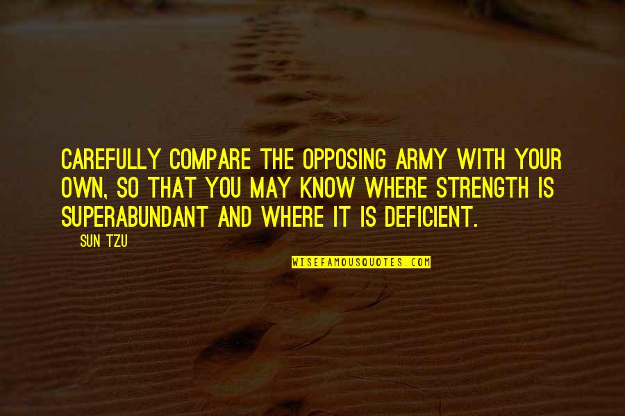 Opposing Quotes By Sun Tzu: Carefully compare the opposing army with your own,