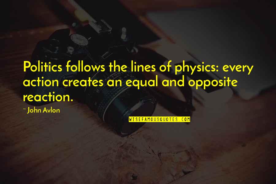 Opposite Action Quotes By John Avlon: Politics follows the lines of physics: every action