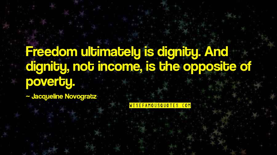Opposite Of Poverty Quotes By Jacqueline Novogratz: Freedom ultimately is dignity. And dignity, not income, Opposite Of Poverty Quotes By Jacqueline Novogratz: Freedom ultimately is dignity. And dignity, not income,