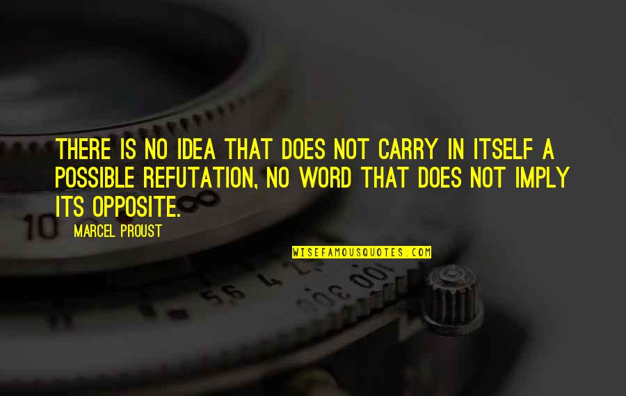 Opposite Word Quotes By Marcel Proust: There is no idea that does not carry