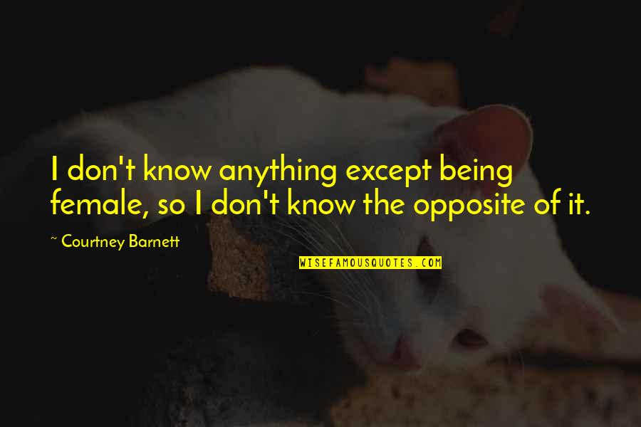 Opposites Quotes By Courtney Barnett: I don't know anything except being female, so