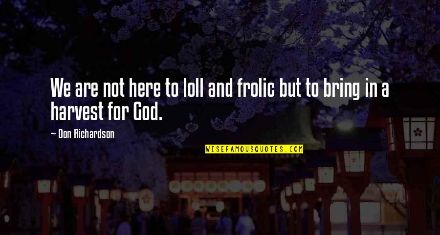 Oppressed Rising Up Quotes By Don Richardson: We are not here to loll and frolic